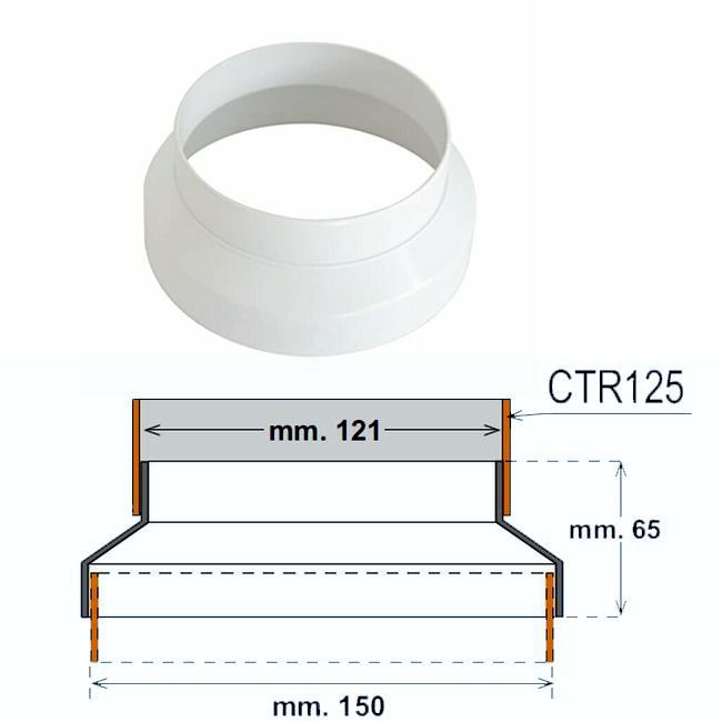 CONO DI RIDUZIONE 125X150 CAPPA