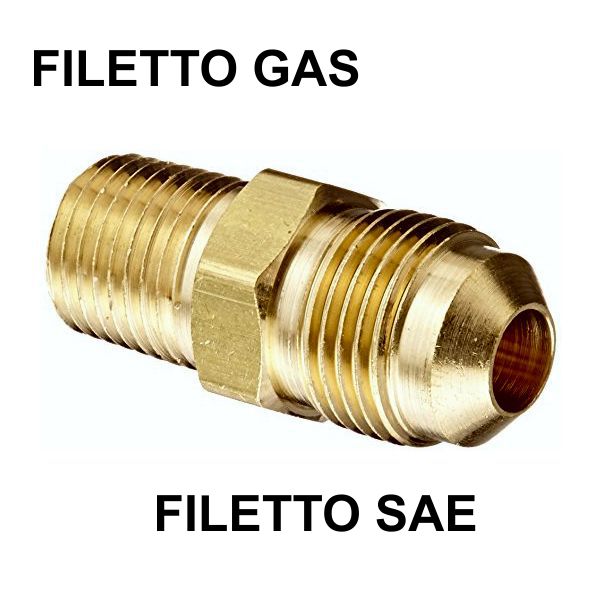 NIPPLO SAE 1/4 X GAS 1/8 OTTONE (FREON)