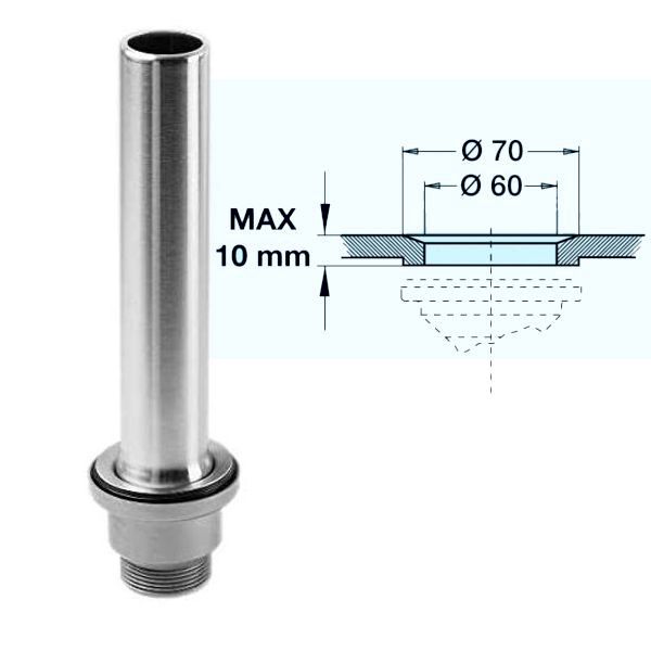 PILETTA CON TUBO SFIORATORE INOX 1