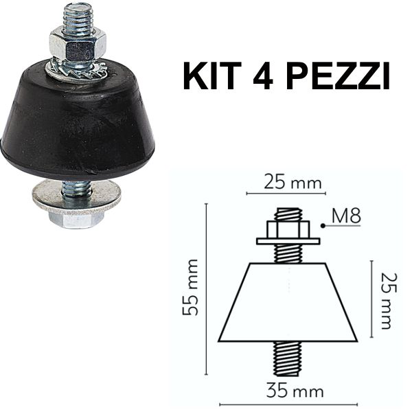 ANTIVIBRANTI PASSANTI PRISMATICI 35X25 KG.50 M8